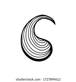 Abstract waves black and white line art decoration for wallpaper and wall art design. Use for laser cutting. Modern contour drawign object.