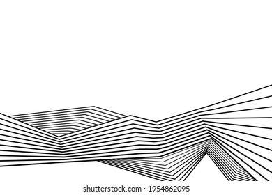 Abstract waves black and white line stripes