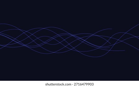 Ondas abstratas, azul, linhas curvas, fundo escuro, design gráfico 163 caracteres