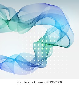 Abstract waves. Blue, green lines, vector illustration.