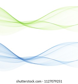 Abstract waves of blue and green.Set of two waves