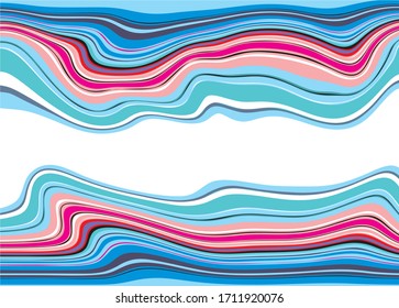 
Abstract waves of blue and pink lines on a white background. Modern abstract vector background