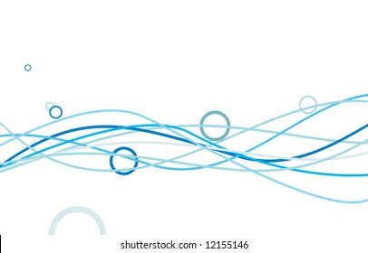 Abstract waves and circles on white background