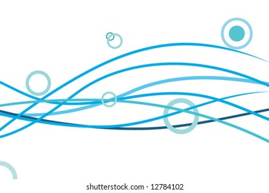 Abstract waves and circles on white background