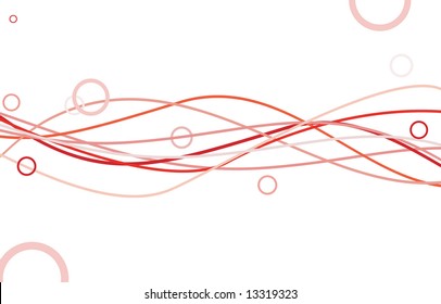 Abstract waves and circles on white background