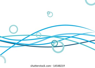 Abstract waves and circles on white background