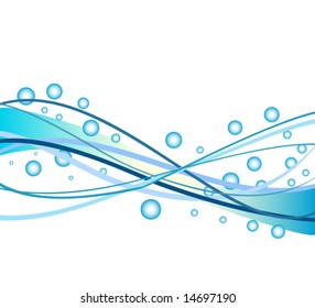 Abstract waves and circles on white background