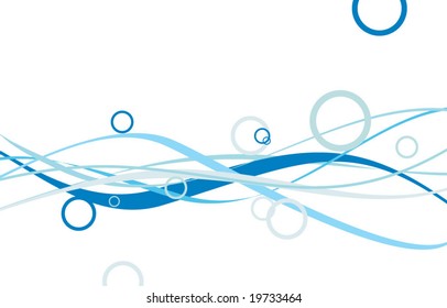 Abstract waves and circles on white background