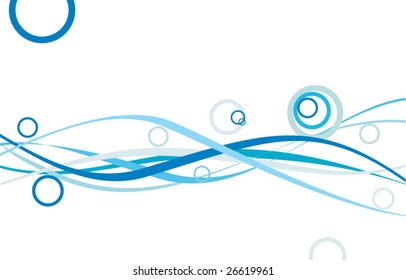 Abstract waves and circles on white background