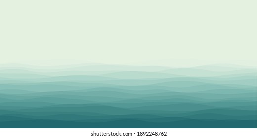 Abstract waves cover. Horizontal background with curves in mint colors. Elegant vector illustration.