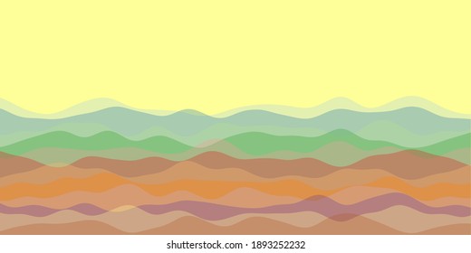Abstract waves cover. Horizontal background with curves in multicolored colors. Neat vector illustration.
