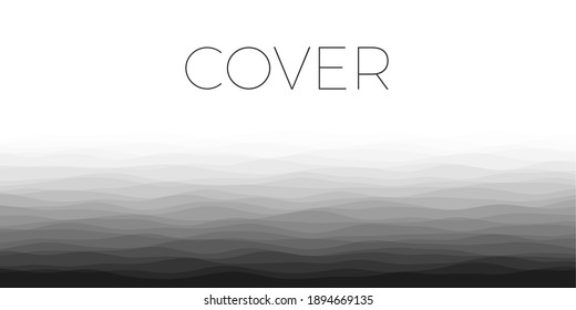 Abstract waves cover. Horizontal background with curves in grey colors. Creative vector illustration.