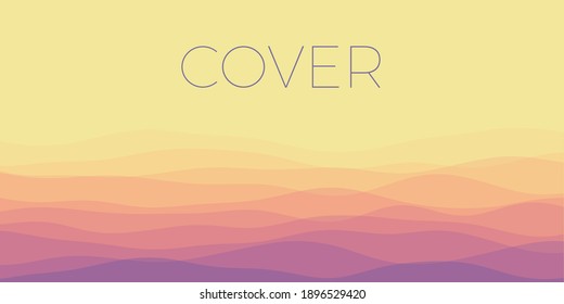 Abstract waves cover. Horizontal background with curves in sunset colors. Vibrant vector illustration.