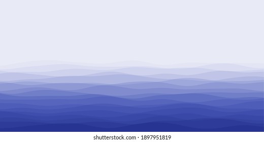 Abstract waves cover. Horizontal background with curves in indigo colors. Vibrant vector illustration.