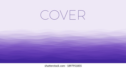 Abstract waves cover. Horizontal background with curves in deep purple colors. Stylish vector illustration.
