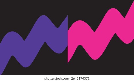 Abstract waves curve dynamically across stark black background creating vibrant graphic design