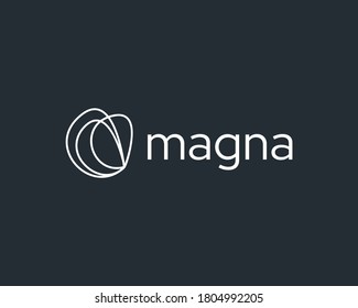 Resumen de ondas ondulación anillos de curvas plantilla de diseño de logotipo. Logotipo de signo de icono de vector creativo de líneas blancas universales aislado en el fondo oscuro.