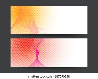 Olas abstractas decoradas, cabeceras creativas de sitios web o banners configurados con espacio para el texto.