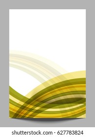Abstract waves decorated, Professional Flyer, Template design with shiny green waves.