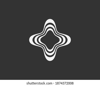 Olas abstractas, plantilla de logotipo de distorsión. Estrella creativa, cruz, más icono de símbolo vector de logotipo en estilo minimalista.