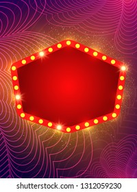 Abstract waves dynamic background with shining banner. Vector illustration