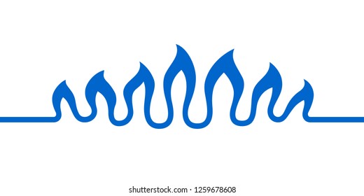 Abstract waves of flame. Stylized blue fire burning natural gas isolated on white background. Modern creative symbol of the gas industry. Vector illustration for your design.