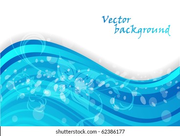 Abstract waves with flowers. Vector illustration