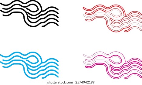 abstract waves, flowing lines, curvy patterns, minimalist design, geometric shapes, monochromatic color schemes, parallel curves, rhythmic forms, graphic illustration, simple elegance, smooth contours