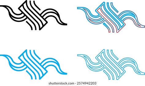 abstract waves, flowing lines, curvy patterns, minimalist design, geometric shapes, monochromatic color schemes, parallel curves, rhythmic forms, graphic illustration, simple elegance, smooth contours