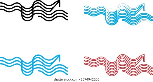 abstract waves, flowing lines, curvy patterns, minimalist design, geometric shapes, monochromatic color schemes, parallel curves, rhythmic forms, graphic illustration, simple elegance, smooth contours