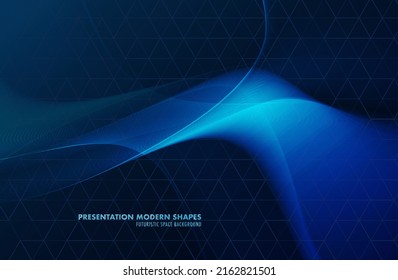 Abstract waves with geometric particles. Curve lines futuristic shape. Graphic concept for your design