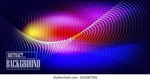 Abstract waves glow on dark, shiny motion, magic space light. Abstract techno background vector