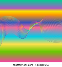 Abstract waves, gradient background with colorful dynamic linear waves, track equalizer, vector illustration