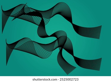 Abstract Waves in Gradient Hues on Teal Background