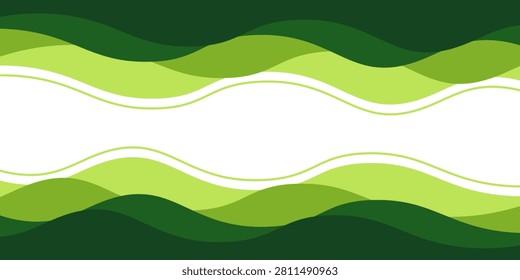 Abstract waves green farm field white background. Farm agriculture landscape simpe pattern. 