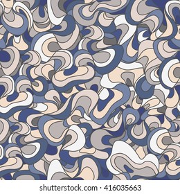 abstract waves grey blue beige seamless pattern
