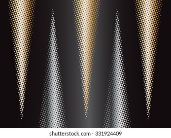 Abstract waves with halftone effect with gold and silver carbon structure 
