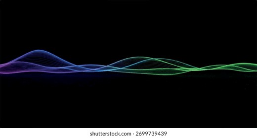 Ondas Abstractas de luz y color fluyen a través de un fondo negro, creando una sensación de movimiento y energía.