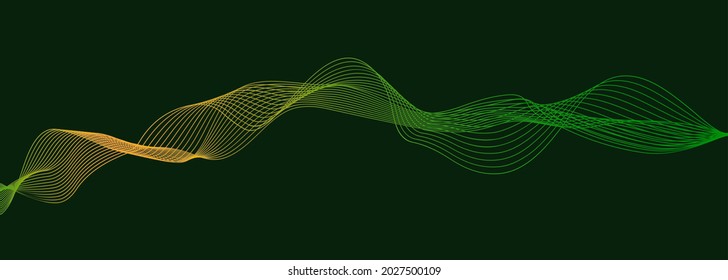 Resumen de las olas de las líneas. Diseño de mezcla. Ilustración del vector sobre fondo verde oscuro