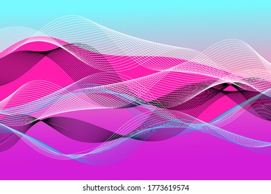 Ondas y líneas abstractas en un fondo lila