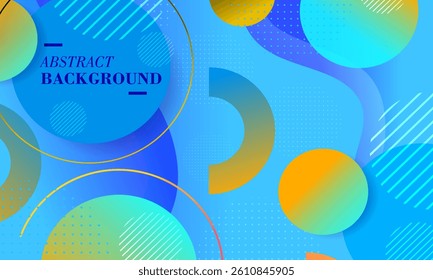 Abstract waves and liquid background with circles shapes on orange and blue garident.  