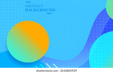 Abstract waves and liquid background with circles shapes on orange and blue garident.  
