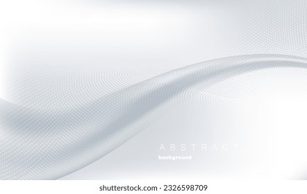 Abstract waves liquid white geometric background with halftone dots. Website trendy wavy gray design. Eps10 vector.