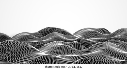 Abstract waves is made in a wireframe style. Template for science and technology presentation.