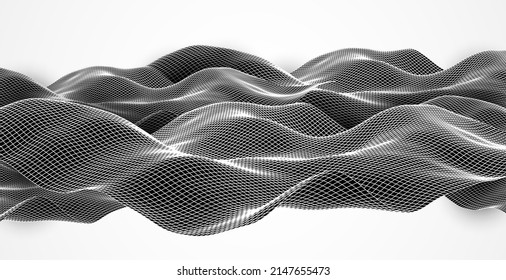 Abstract waves is made in a wireframe style. Template for science and technology presentation.