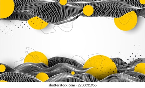 Abstract waves is made in a wireframe style. Template for science and technology presentation.