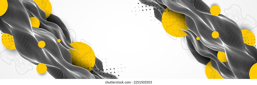 Abstract waves is made in a wireframe style. Template for science and technology presentation.