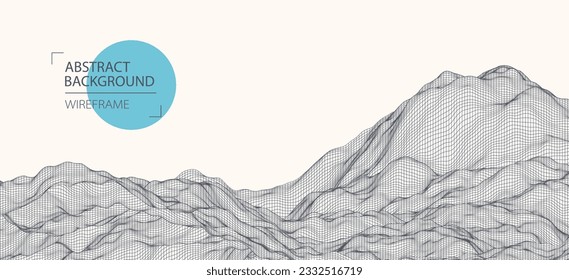 Abstract waves is made in a wireframe style. Template for science and technology presentation. Vector