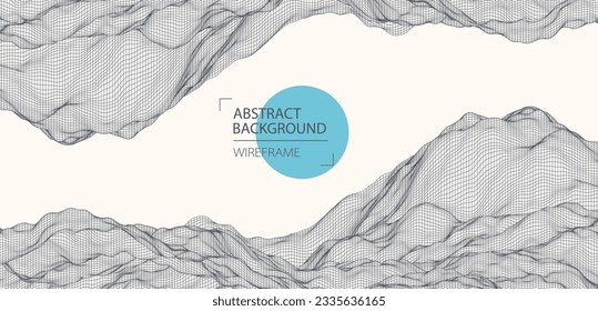 Abstract waves is made in a wireframe style. Template for science and technology presentation. Vector