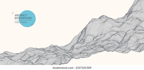 Abstract waves is made in a wireframe style. Template for science and technology presentation. Vector